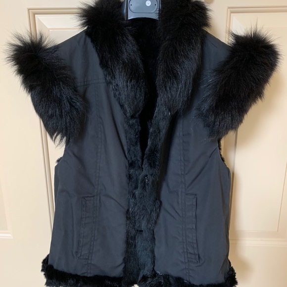 Black Rabbit fur reversible vest - Picture 3 of 6